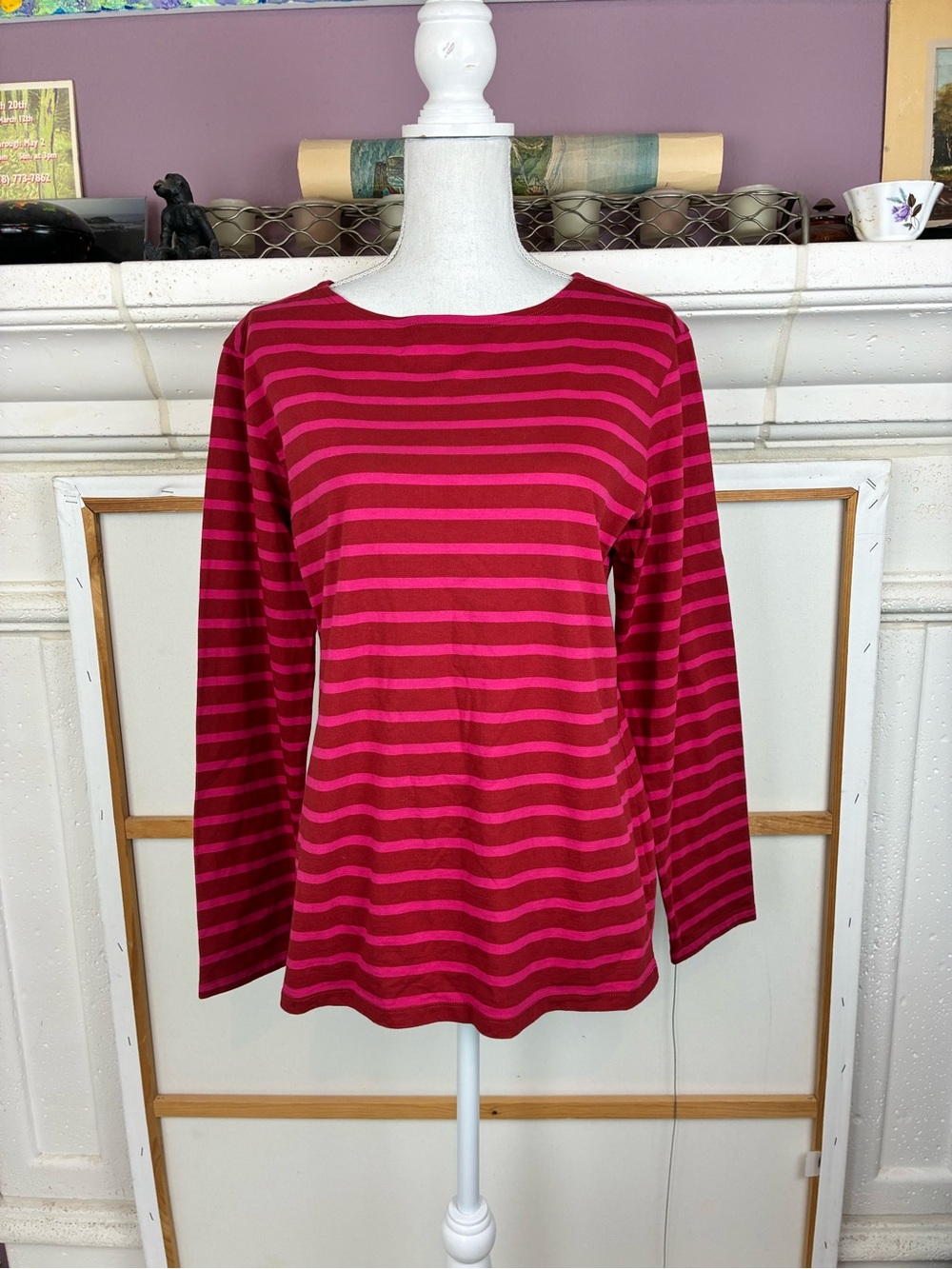 SeaSalt Cornwall the Sailor Shirt Striped Long-Sleeve Top - Pink and Red